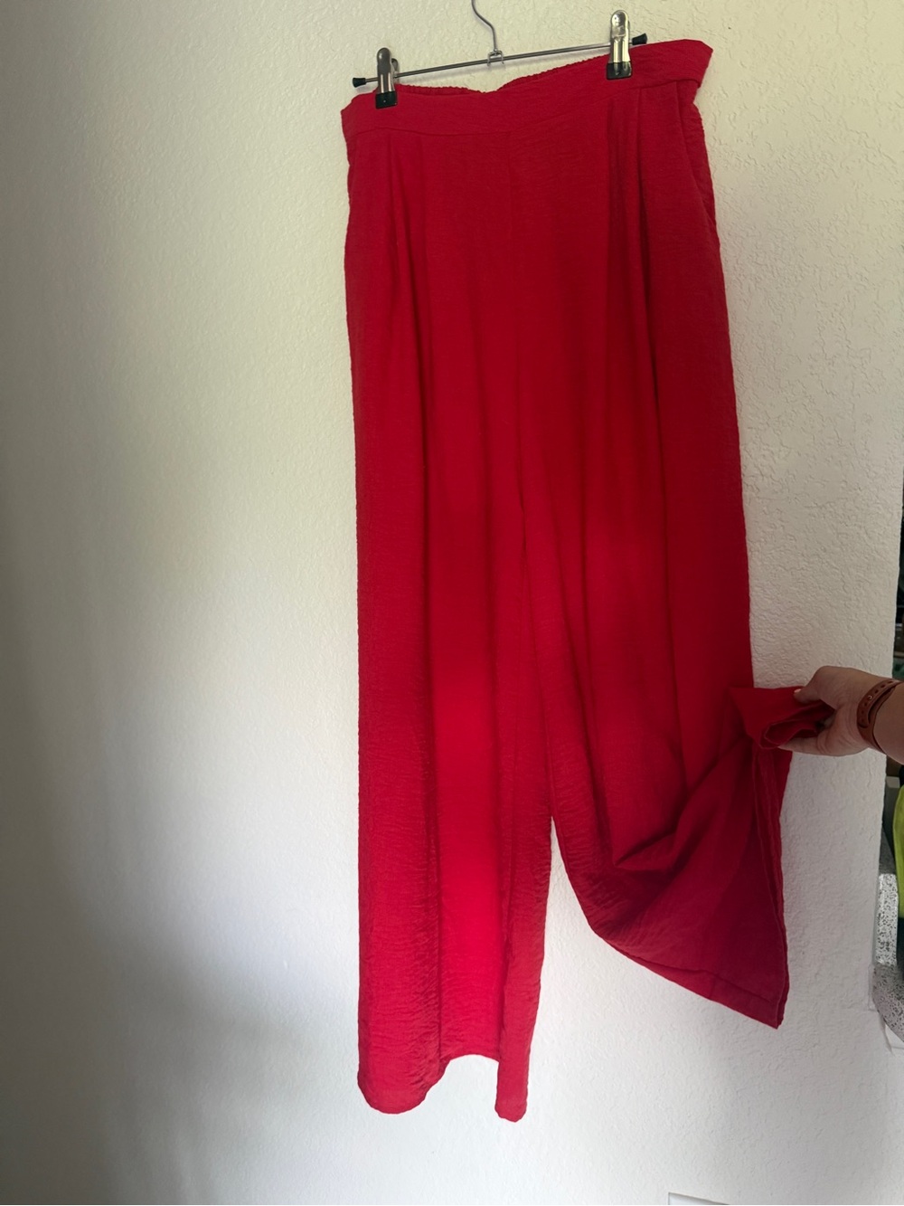 Wide-Leg Red Women's Linen Pants